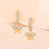 S925 Sterling Silver Mini Butterfly Zircon Drop Earrings for Women