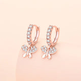 S925 Sterling Silver Mini Butterfly Zircon Drop Earrings for Women
