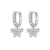 S925 Sterling Silver Mini Butterfly Zircon Drop Earrings for Women