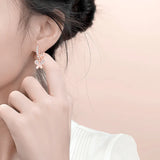 S925 Sterling Silver Mini Butterfly Zircon Drop Earrings for Women