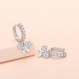 S925 Sterling Silver Mini Butterfly Zircon Drop Earrings for Women