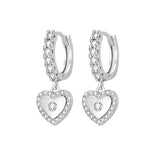 S925 Silver Heart Zircon Drop Earrings Wedding Gift Jewelry
