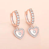 S925 Silver Heart Zircon Drop Earrings Wedding Gift Jewelry