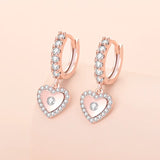 S925 Silver Heart Zircon Drop Earrings Wedding Gift Jewelry