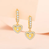 S925 Silver Heart Zircon Drop Earrings Wedding Gift Jewelry