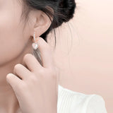 S925 Silver Heart Zircon Drop Earrings Wedding Gift Jewelry