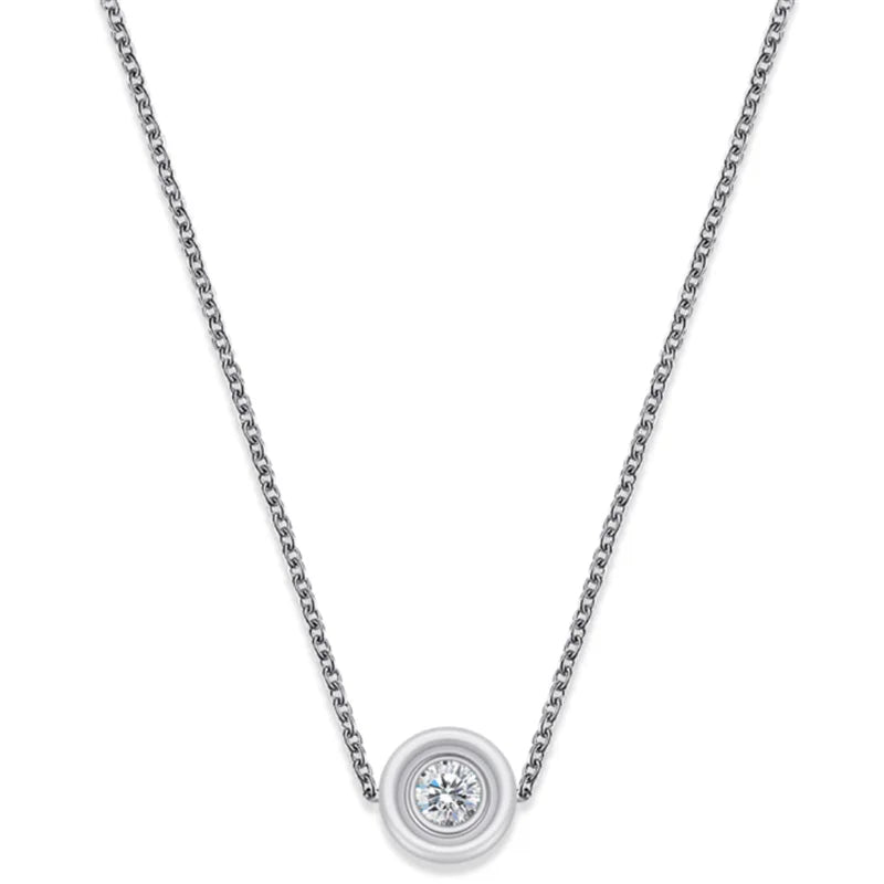 Crystal Ceramic Necklace with Zircon Pendant