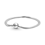 Ladies Magnetic Button Push-pull Bracelet S925 Sterling Silver Charm Beaded