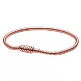 Ladies Magnetic Button Push-pull Bracelet S925 Sterling Silver Charm Beaded