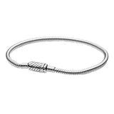 Ladies Magnetic Button Push-pull Bracelet S925 Sterling Silver Charm Beaded