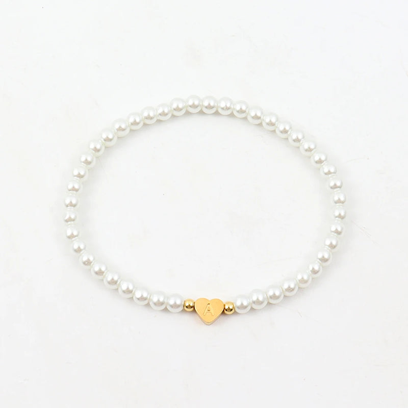 Stainless Steel Heart A-Z Letter Bracelet Women Charm Bracelet Jewelry