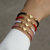 Stainless Steel Heart Rope Charm Bracelet Colorful Adjustable A-Z Letter