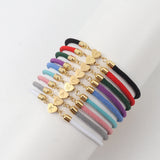 Stainless Steel Heart Rope Charm Bracelet Colorful Adjustable A-Z Letter