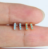 925 Silver Turquoise Stud Earrings with CZ Accents
