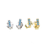 925 Silver Turquoise Stud Earrings with CZ Accents