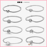 925 Silver Heart & Snake Chain Bracelet for Women