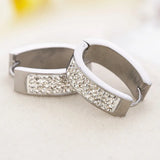 Crystal Titanium Steel Earrings Set of 4 Rows of Zircon for Women