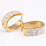 Crystal Titanium Steel Earrings Set of 4 Rows of Zircon for Women