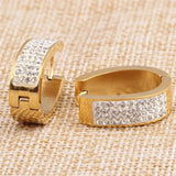 Crystal Titanium Steel Earrings Set of 4 Rows of Zircon for Women