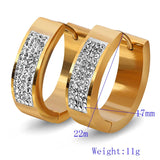 Crystal Titanium Steel Earrings Set of 4 Rows of Zircon for Women