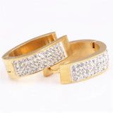 Crystal Titanium Steel Earrings Set of 4 Rows of Zircon for Women