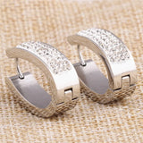 Crystal Titanium Steel Earrings Set of 4 Rows of Zircon for Women