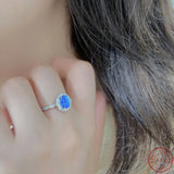 S925 Sterling Silver Opal Oval Ring - Fashionable Women's Ring