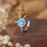 S925 Sterling Silver Opal Oval Ring - Fashionable Women's Ring