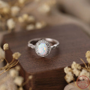 S925 Sterling Silver Opal Oval Ring for Women