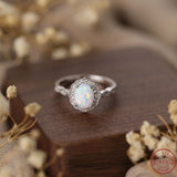 S925 Sterling Silver Opal Oval Ring for Women