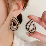 Two Tone Crystal U-Shaped Earrings for Women's Party