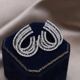 Two Tone Crystal U-Shaped Earrings for Women's Party