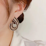 Two Tone Crystal U-Shaped Earrings for Women's Party