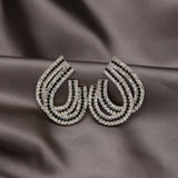 Two Tone Crystal U-Shaped Earrings for Women's Party