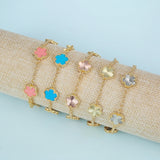 Hot 10 Colors Five Leaf Flower Bracelet Adjustable Sweet Romantic Party Jewelry