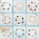 Hot 10 Colors Five Leaf Flower Bracelet Adjustable Sweet Romantic Party Jewelry