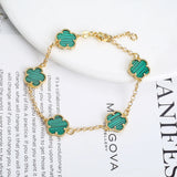 Hot 10 Colors Five Leaf Flower Bracelet Adjustable Sweet Romantic Party Jewelry