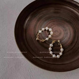 KPOP IVE WonYoung Freshwater Pearl Earrings Vintage Sweet Hoop Earrings