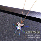 Korea Silver Bow Crystal Ladies Pendant Necklace Butterfly Necklace