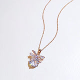 Korea Silver Bow Crystal Ladies Pendant Necklace Butterfly Necklace