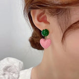Korea Pink Heart Pendants Necklace for Women Girls