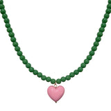 Korea Pink Heart Pendants Necklace for Women Girls