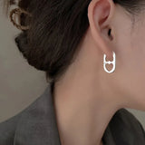 Silver Double Heart Hoop Earrings Punk Ear Jewelry