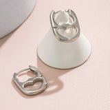 Silver Double Heart Hoop Earrings Punk Ear Jewelry