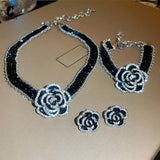 Crystal Rhinestone Camellia Flower Bracelet Bangle for OL