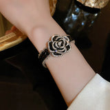 Crystal Rhinestone Camellia Flower Bracelet Bangle for OL