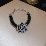 Crystal Rhinestone Camellia Flower Bracelet Bangle for OL