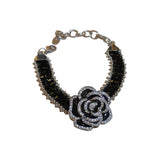 Crystal Rhinestone Camellia Flower Bracelet Bangle for OL