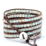 32.5" Long 5 Strands Bracelet Bohemian Leather Wrap Couples Jewelry