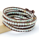 32.5" Long 5 Strands Bracelet Bohemian Leather Wrap Couples Jewelry